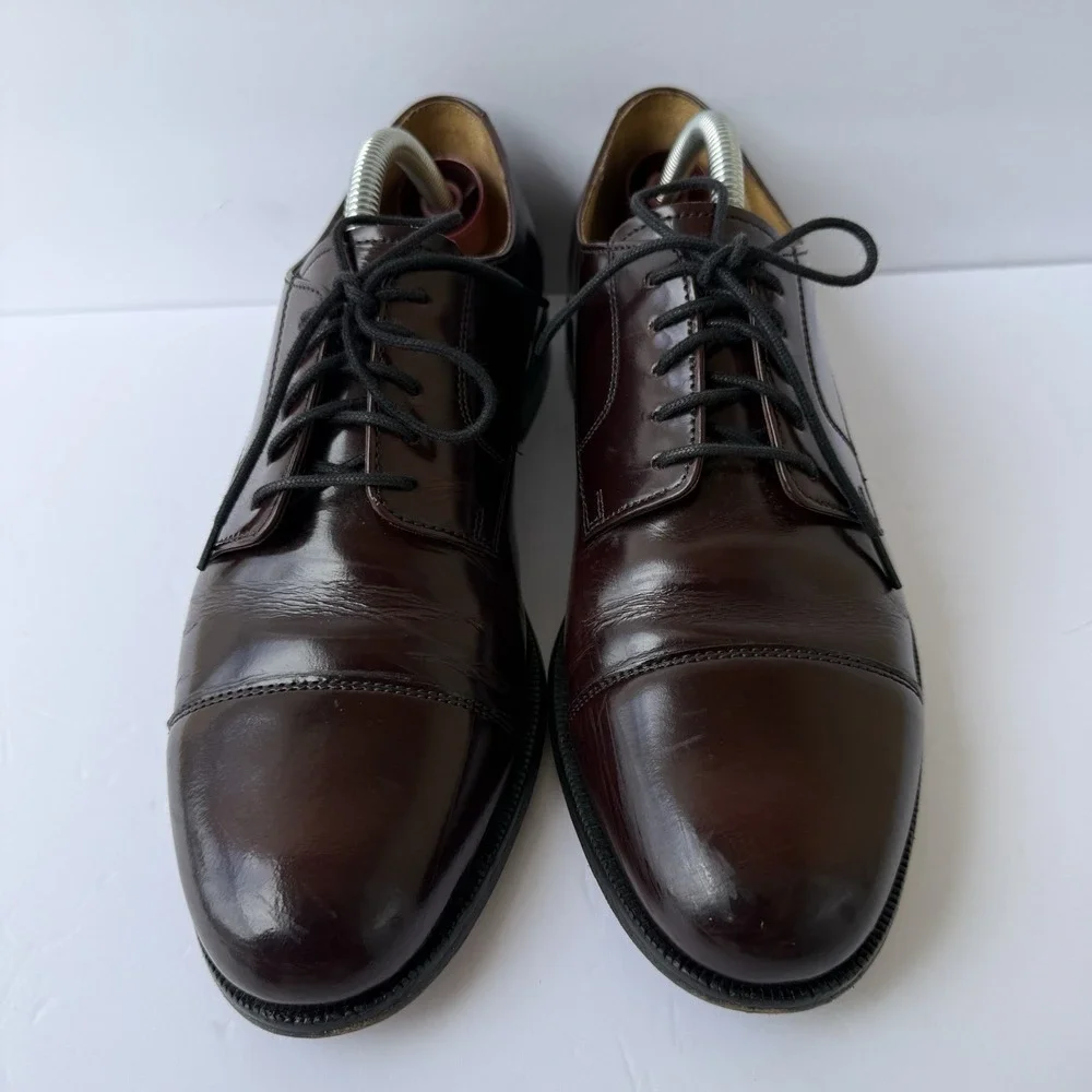 Cole Haan Men's 9D Burgundy Oxblood Leather Cap Toe Oxford Dress Shoes Lace Up
